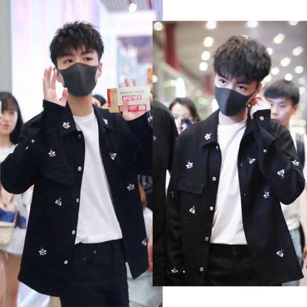 men spring and autumn korea star style vintage ulzzang bee embroidery denim black jacket male casual slim fit jacket coat cloth, Black;brown
men spring and autumn korea star style vintage ulzzang bee embroidery denim black jacket male casual slim fit jacket coat cloth, Black;brown
