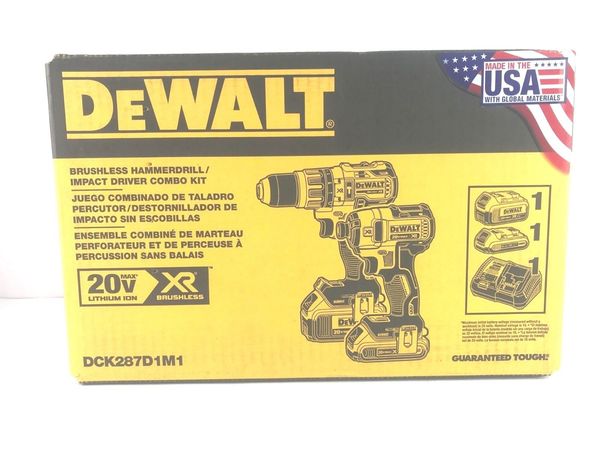 New dewalt dck287d1m1 20v cordle hammer drill driver impact driver combo kit