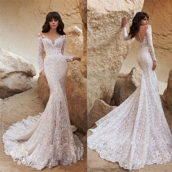 back lace wedding dresses sheer neck long sleeve wedding gowns sweep train bridal gowns custom made, White
back lace wedding dresses sheer neck long sleeve wedding gowns sweep train bridal gowns custom made, White