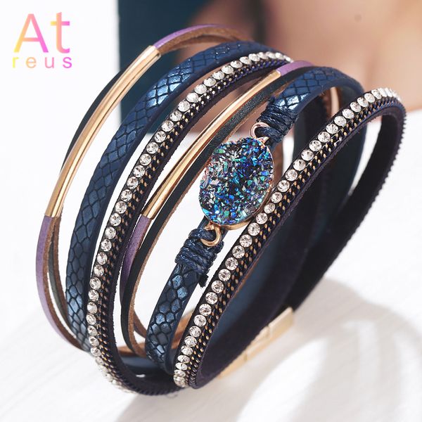 unique natural stone druzy wrap bracelet female handmade boho bracelet for women tube snake skin leather dropshipping, Golden;silver
unique natural stone druzy wrap bracelet female handmade boho bracelet for women tube snake skin leather dropshipping, Golden;silver