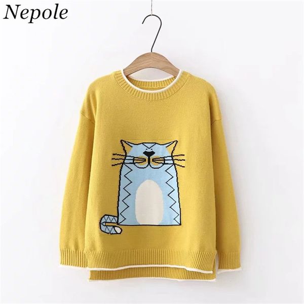 women's sweaters neploe catoon cat pattern knitted sweet girl sweater female warm pullover 2021 autumn winter fashion o-neck sueter muj, White;black
women's sweaters neploe catoon cat pattern knitted sweet girl sweater female warm pullover 2021 autumn winter fashion o-neck sueter muj, White;black