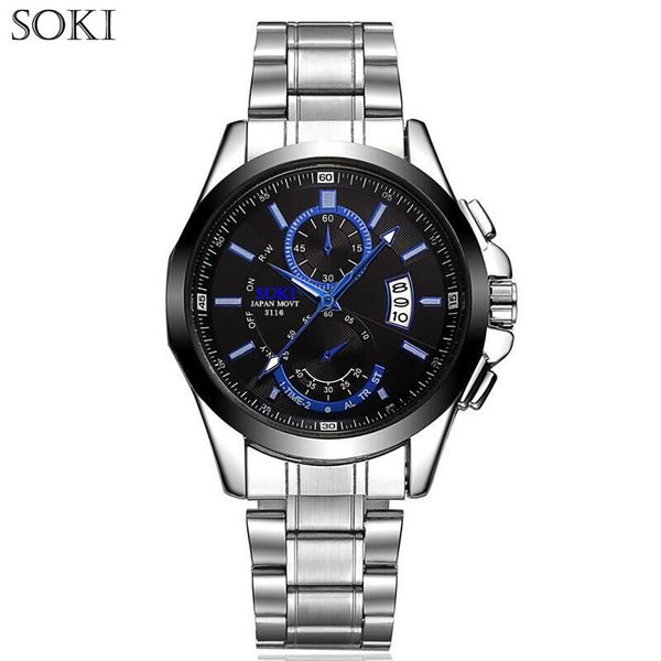 soki fashion 2019 new high-end quartz analog stainless steel strip business wrist watches relogio masculino male clock, Slivery;brown
soki fashion 2019 new high-end quartz analog stainless steel strip business wrist watches relogio masculino male clock, Slivery;brown