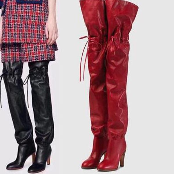 women wooden grain chunky heels bandage thigh boots bulging middle over the knee boots female fashion slip on lace up riding bo, Black
women wooden grain chunky heels bandage thigh boots bulging middle over the knee boots female fashion slip on lace up riding bo, Black