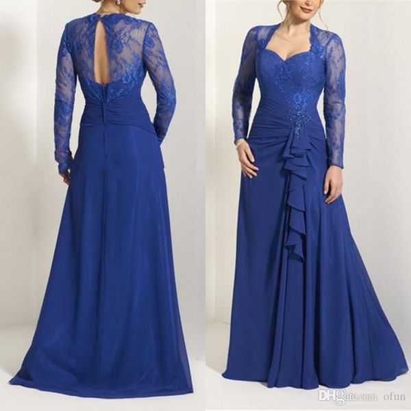 royal blue sweetheart long sleeves applique chiffon mother of the bride dress pleats open back a line mother wedding guest gown, Black;red
royal blue sweetheart long sleeves applique chiffon mother of the bride dress pleats open back a line mother wedding guest gown, Black;red