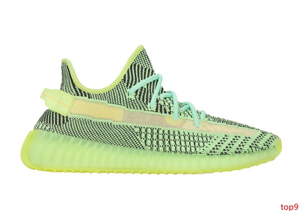 designer shoes yeezreel non reflective black non reflective zebra green glow kanye west men womens running shoes with stockx size 5-13