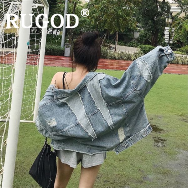 women blue denim jacket turn down collar hole spliced vintage jean coat loose oversize outerwear new autumn fashion femme, Black;brown
women blue denim jacket turn down collar hole spliced vintage jean coat loose oversize outerwear new autumn fashion femme, Black;brown