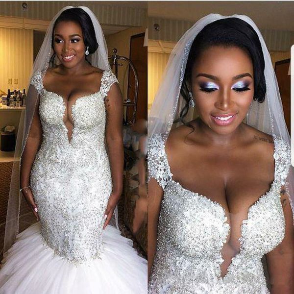luxury design sparkly beaded plus size wedding dresses cap sleeve ruffles mermaid gorgeous 2019 bridal gowns vestido de noiva, White
luxury design sparkly beaded plus size wedding dresses cap sleeve ruffles mermaid gorgeous 2019 bridal gowns vestido de noiva, White