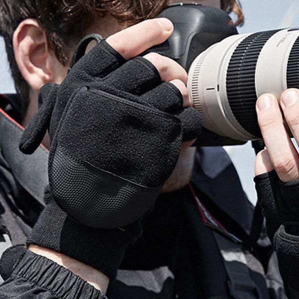 men women winter cycling polar fleece half finger flip gloves anti slip thicken warm touch screen convertible mittens with cover, Black
men women winter cycling polar fleece half finger flip gloves anti slip thicken warm touch screen convertible mittens with cover, Black