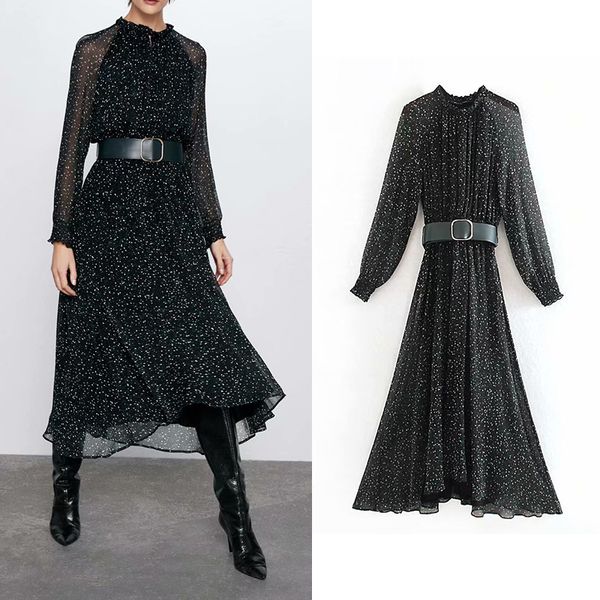 2019 women dress dot print sashes ruffles ankle-length dress long sleeve ruffled a-line chiffon dresses female vestidos, Black;gray
2019 women dress dot print sashes ruffles ankle-length dress long sleeve ruffled a-line chiffon dresses female vestidos, Black;gray