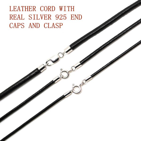 925 sterling silver connectors and clasps with real black leather cord male cord chains for men woman rope thread necklace, Golden;silver
925 sterling silver connectors and clasps with real black leather cord male cord chains for men woman rope thread necklace, Golden;silver