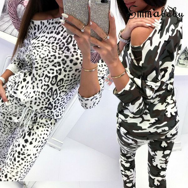 горячие женщины дамы спорта вскользь 2pcs set leopard / камуфляж 2pcs комплект с длинным рукавом длинные штаны home gym повседневный костюм, White
горячие женщины дамы спорта вскользь 2pcs set leopard / камуфляж 2pcs комплект с длинным рукавом длинные штаны home gym повседневный костюм, White