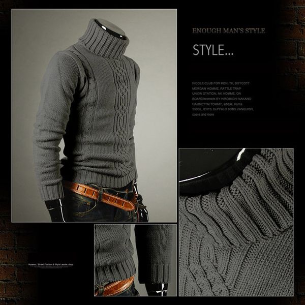 new fashion men's knit lapel long sleeve turtleneck turtleneck solid color regular sweater for men winter high neck, White;black
new fashion men's knit lapel long sleeve turtleneck turtleneck solid color regular sweater for men winter high neck, White;black