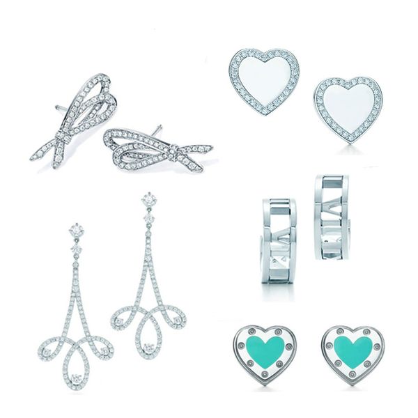 new charm 925 sterling silver classic love heart stud earrings bow and geometric trendy simple zircon stud earrings tiff gift, Golden;silver
new charm 925 sterling silver classic love heart stud earrings bow and geometric trendy simple zircon stud earrings tiff gift, Golden;silver