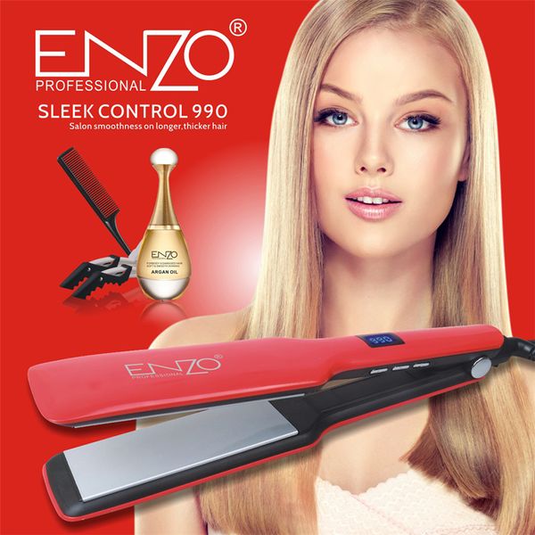 enzo professional titanium flat iron hair straightener with digital lcd display argon oil straightening iron, Black
enzo professional titanium flat iron hair straightener with digital lcd display argon oil straightening iron, Black