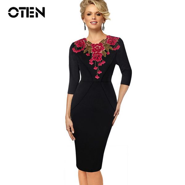 oten womens stylish elegant applique embroidery crochet v-neck work office bodycon female 3/4 sleeve sheath party dress formal, Black;gray
oten womens stylish elegant applique embroidery crochet v-neck work office bodycon female 3/4 sleeve sheath party dress formal, Black;gray