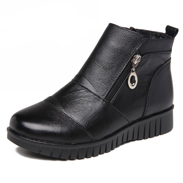 autumn/ winter rubber boots women's genuine leather shoes woman ankle boots female retro flat with zip fur botas, Black
autumn/ winter rubber boots women's genuine leather shoes woman ankle boots female retro flat with zip fur botas, Black