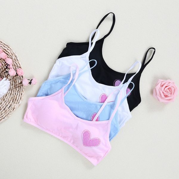 Young Girls Loving Heart Training Bra Puberty Kids Cotton Underwear Top Clothes