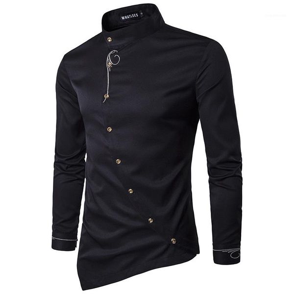 sleeve solid casual shirts oblique buttons mens designer shirts fashion embroidery stand collar mens long, White;black
sleeve solid casual shirts oblique buttons mens designer shirts fashion embroidery stand collar mens long, White;black