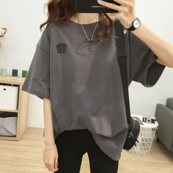 loose large size round collar short-sleeved women versatile slim embroidery bfwind cotton t-shirt student t-shirt top, White
loose large size round collar short-sleeved women versatile slim embroidery bfwind cotton t-shirt student t-shirt top, White