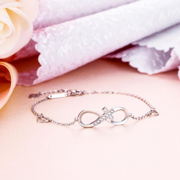 tuliper 925 sterling silver bridal bracelet infinity heart cross cubic zircon chain bracelet women wedding party jewelry gift, Black
tuliper 925 sterling silver bridal bracelet infinity heart cross cubic zircon chain bracelet women wedding party jewelry gift, Black