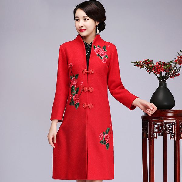 chinese style women windbreaker traditional embroidery flower jacket winter warm woolen outwear red female office business coat, Black
chinese style women windbreaker traditional embroidery flower jacket winter warm woolen outwear red female office business coat, Black