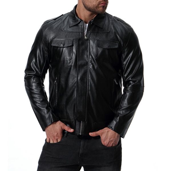 fashion mens leather apparel autumn 2019 men clothes with zipper turn-down collar chaqueta de cuero para hombre jaqueta de couro, Black
fashion mens leather apparel autumn 2019 men clothes with zipper turn-down collar chaqueta de cuero para hombre jaqueta de couro, Black