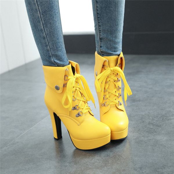 ymechic 2018 fashion lace up platform high heels motorcycle boots female yellow black white ankle combat boots for women shoes
ymechic 2018 fashion lace up platform high heels motorcycle boots female yellow black white ankle combat boots for women shoes