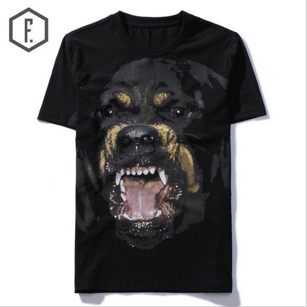 New High 2017 Punk Men Fashion T Shirts Rottweiler Print T -Shirt Hip Hop Skateboard Street Cotton T -Shirts Tee Dog #603