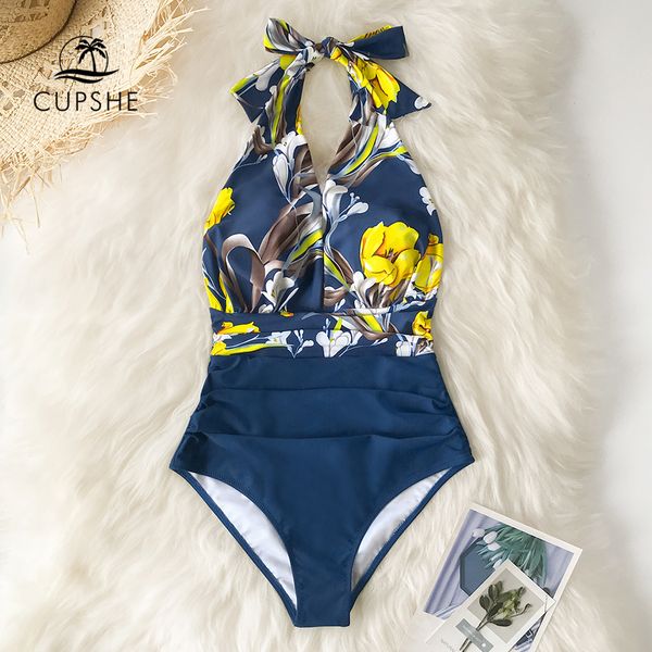 cupshe navy floral deep v-neck halter one-piece swimsuit backless lace up women monokini 2020 beach bathing suits swimwear, White;black
cupshe navy floral deep v-neck halter one-piece swimsuit backless lace up women monokini 2020 beach bathing suits swimwear, White;black