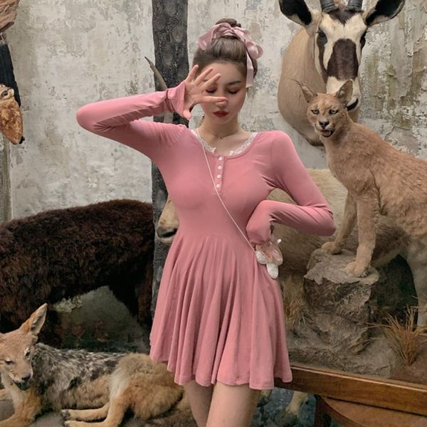 women dreses2020 early autumn new japanese gentle style girls casual sports style v-neck elastic waist slimming dress women, White;black
women dreses2020 early autumn new japanese gentle style girls casual sports style v-neck elastic waist slimming dress women, White;black