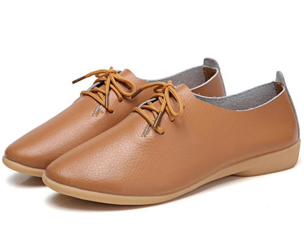 women's shoes leather non-slip soft bottom women flats casual shoes 1271, Black