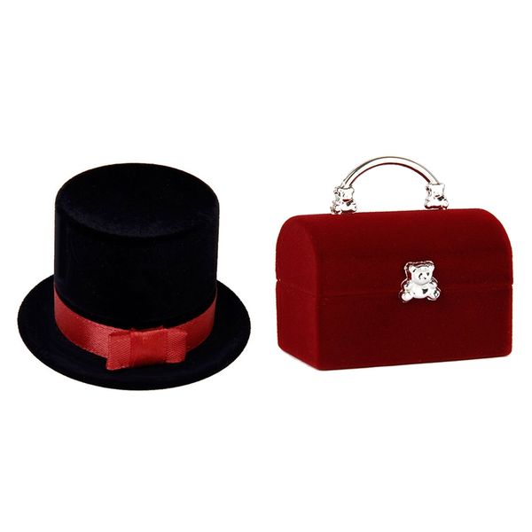2pcs jewelry box ring display gift organizer - form of bear red & form of hat black, Pink;blue
2pcs jewelry box ring display gift organizer - form of bear red & form of hat black, Pink;blue