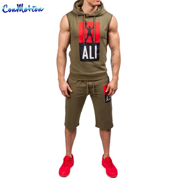 fashion men's fitness set casual sportwear summer 2017 cool tracksuits sleeveless hooded sweatshirts + shorts, Gray
fashion men's fitness set casual sportwear summer 2017 cool tracksuits sleeveless hooded sweatshirts + shorts, Gray