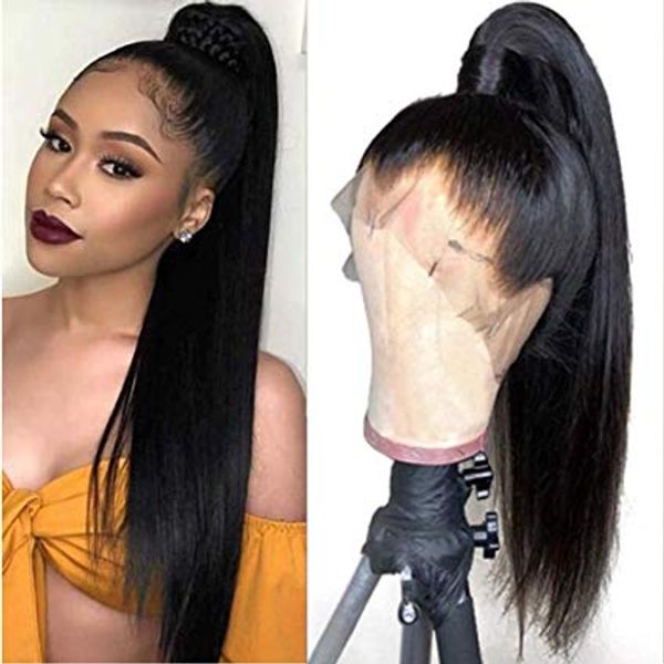 360 lace frontal human hair wigs with baby hair for black women 150 density lace front straight hair wigs pre plucked, Black;brown
360 lace frontal human hair wigs with baby hair for black women 150 density lace front straight hair wigs pre plucked, Black;brown