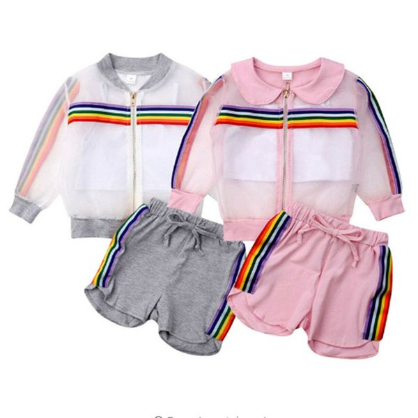 summer boy girls sun-proof coat shorts clothing set rainbow striped zipper jacket + vest + shorts three-piece suit kids outfits e22504, White
summer boy girls sun-proof coat shorts clothing set rainbow striped zipper jacket + vest + shorts three-piece suit kids outfits e22504, White