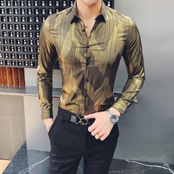 new personality stripe men shirt gold stamping long sleeve mens dress shirts camisa xadrez masculina nightclub man shirts, White;black
new personality stripe men shirt gold stamping long sleeve mens dress shirts camisa xadrez masculina nightclub man shirts, White;black