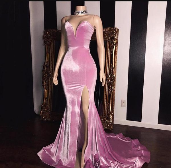 elegant pink velvet sweetheart prom dresses 2019 mermaid long evening gowns with side slit formal dresses robes de soirée prom gowns, Black
elegant pink velvet sweetheart prom dresses 2019 mermaid long evening gowns with side slit formal dresses robes de soirée prom gowns, Black