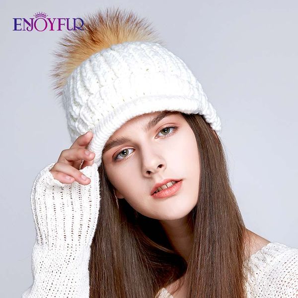 enjoyfur handmade warm women winter hats fashion real racoon fur pompom hat with brim girls thick beanies, Blue;gray
enjoyfur handmade warm women winter hats fashion real racoon fur pompom hat with brim girls thick beanies, Blue;gray