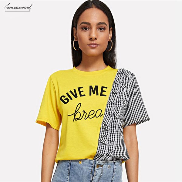t shirt letter gingham panel style ruffle trim tee women summer casual streetwear female korean fashion, White
t shirt letter gingham panel style ruffle trim tee women summer casual streetwear female korean fashion, White