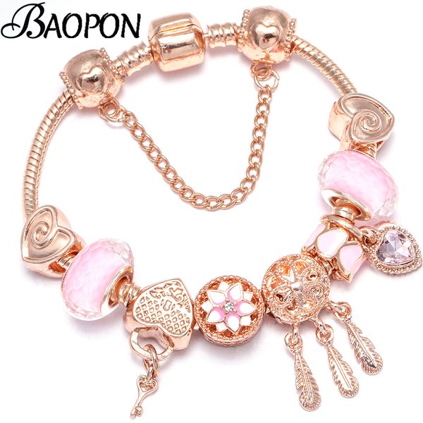 baopon hight quality pink murano heart beads charm bracelet silver key lock pendant fine bracelets for women couple jewelry, Golden;silver
baopon hight quality pink murano heart beads charm bracelet silver key lock pendant fine bracelets for women couple jewelry, Golden;silver