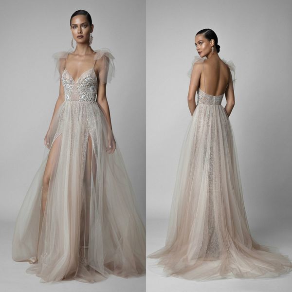 berta 2020 evening dresses spaghetti straps high split lace appliques prom gowns backless sweep train a line special occasion dress, Black;red
berta 2020 evening dresses spaghetti straps high split lace appliques prom gowns backless sweep train a line special occasion dress, Black;red