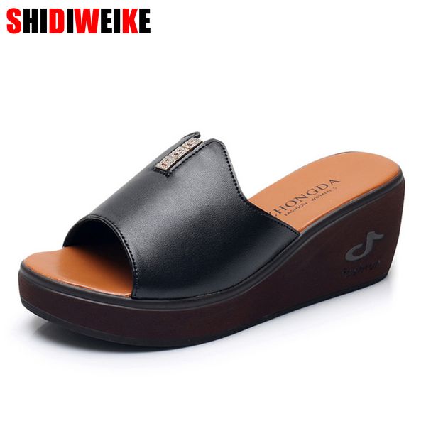 leather slippers women wear 2019 new summer fashion wild thick-soled muffin wedges women's shoes waterproof platform f828, Black
leather slippers women wear 2019 new summer fashion wild thick-soled muffin wedges women's shoes waterproof platform f828, Black