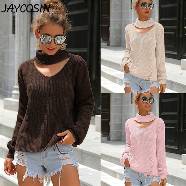 jaycosin women sweater solid long sleeve v-neck hollow out half high collar knitted sweater winter casual sweaters pullovers top, White;black
jaycosin women sweater solid long sleeve v-neck hollow out half high collar knitted sweater winter casual sweaters pullovers top, White;black