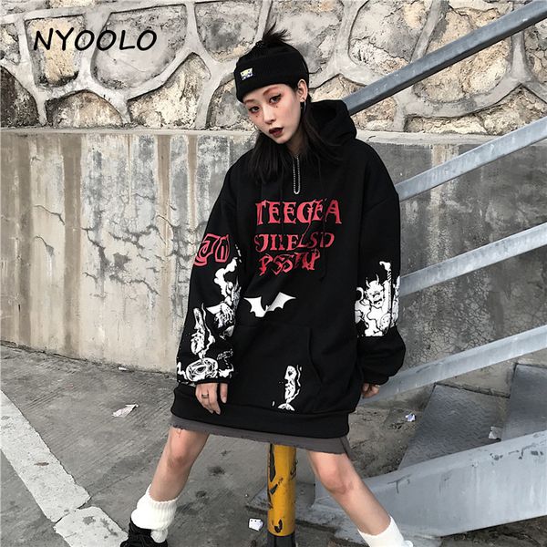 nyoolo harajuku streetwear дьявол письмо печать punk hoodies осень зима свободный с капюшоном свитер утолщается теплый толстовка женщин, Black
nyoolo harajuku streetwear дьявол письмо печать punk hoodies осень зима свободный с капюшоном свитер утолщается теплый толстовка женщин, Black
