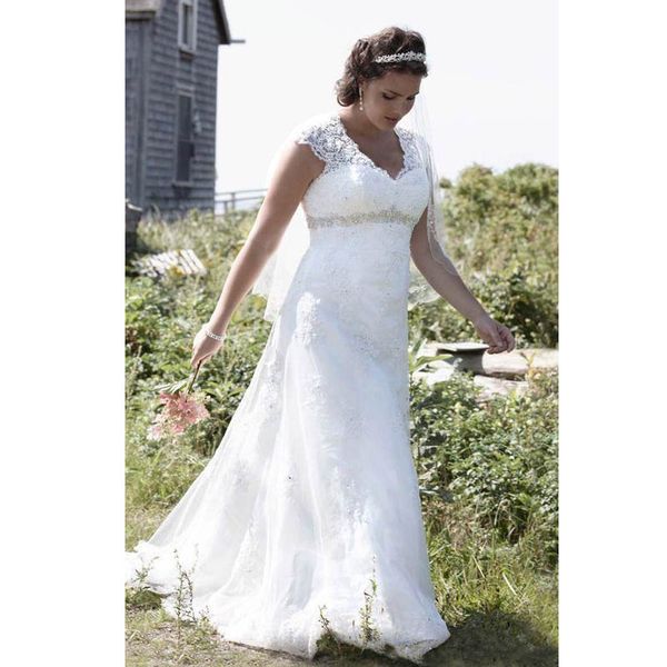 plus size mermaid lace wedding dresses sleeveless high waist bead bridal gowns v neck country vestidos de novia, White
plus size mermaid lace wedding dresses sleeveless high waist bead bridal gowns v neck country vestidos de novia, White