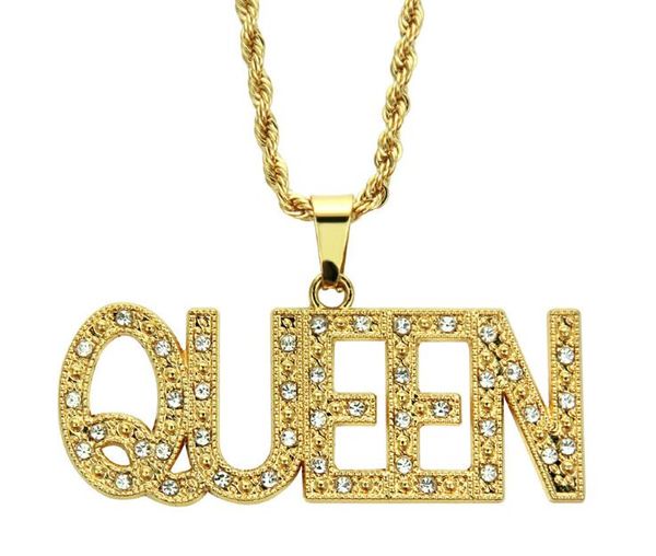 new hip hop fashion mens gold stainless steel crystal letter queen pendant chain necklace jewelry gift, Silver
new hip hop fashion mens gold stainless steel crystal letter queen pendant chain necklace jewelry gift, Silver