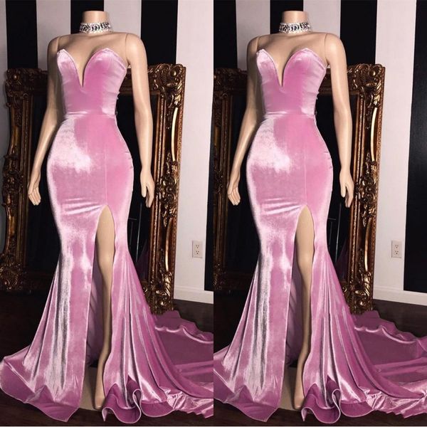2020 pink velvet formal evening dresses sweetheart split side prom gowns backless party dress bc1231, Black;red
2020 pink velvet formal evening dresses sweetheart split side prom gowns backless party dress bc1231, Black;red