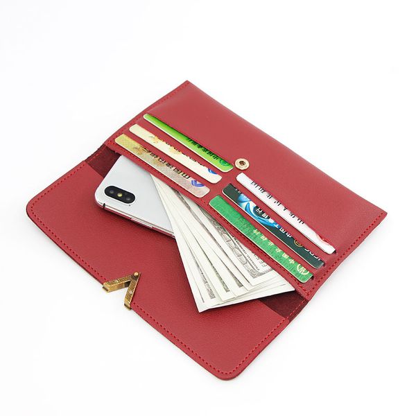 2019 new buckle long multi-function wallet ladies clutch bag student wallet women's european and american mobile phone bag, Red;black
2019 new buckle long multi-function wallet ladies clutch bag student wallet women's european and american mobile phone bag, Red;black