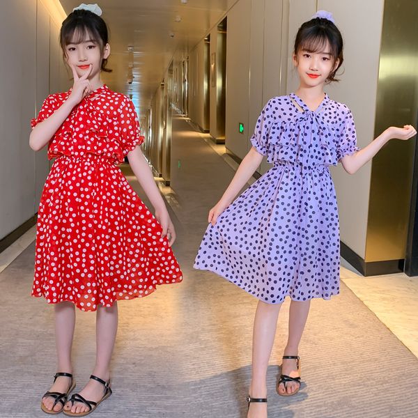 dot chiffon dresses baby big girls summer 2020 dress kids short sleeve knee length party dresses clothing 5 7 9 10 12 14 years, Red;yellow
dot chiffon dresses baby big girls summer 2020 dress kids short sleeve knee length party dresses clothing 5 7 9 10 12 14 years, Red;yellow