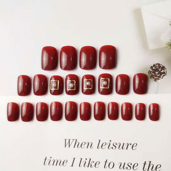 24pcs detachable wearable red fake nails full cover short style nail patch wh998, Black
24pcs detachable wearable red fake nails full cover short style nail patch wh998, Black
